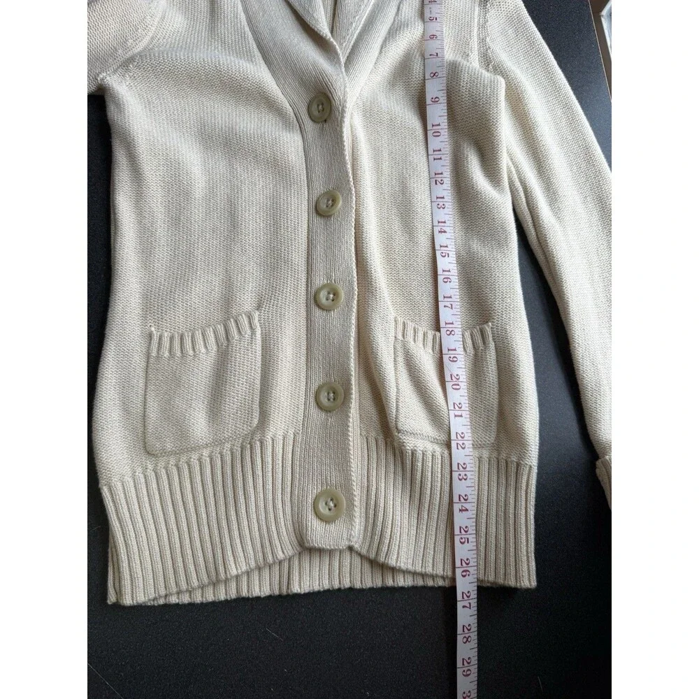 Lucky Brand 100% Cotton Beige Button Up Cardigan Sweater Womens Size Small - Picture 6 of 7